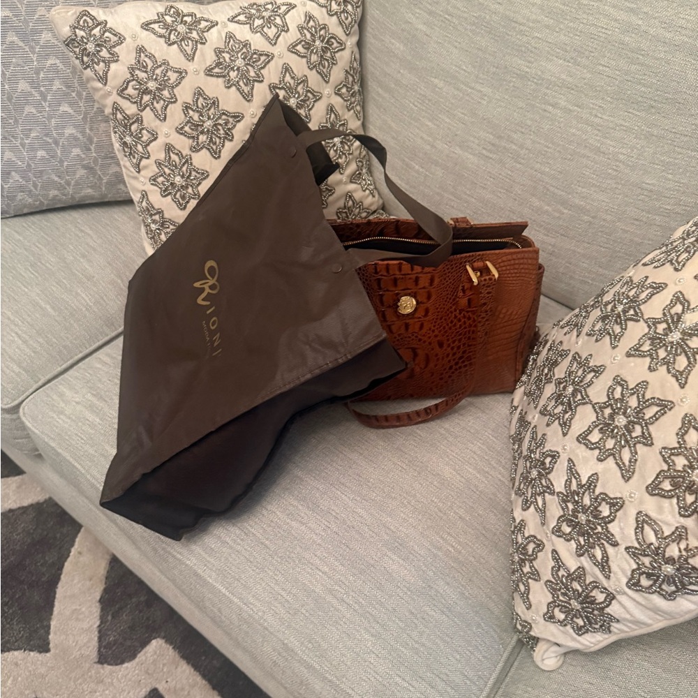 Rioni Brown Embossed Tote Bag